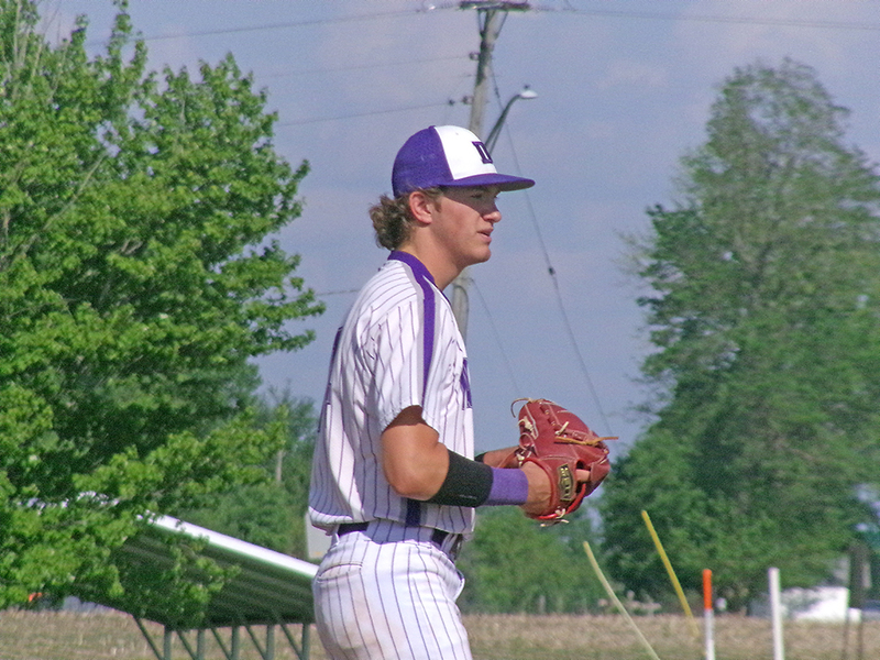 Braden Arrenholz (#14) contemplating his next pitch.