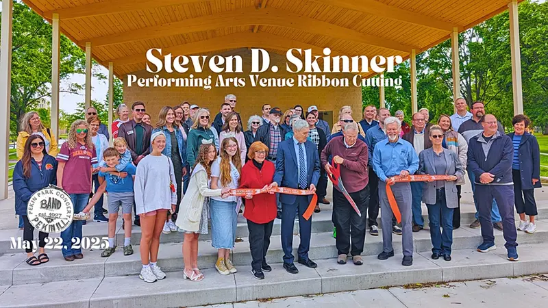 Ribbon cutting ceremony at the Steven D. Skinner Performing Arts Venue at Pekin's Mineral Springs Park dated May 22, 2025. [FILE PHOTO COURTESY OF PEKIN PARK CONCERT BAND]
