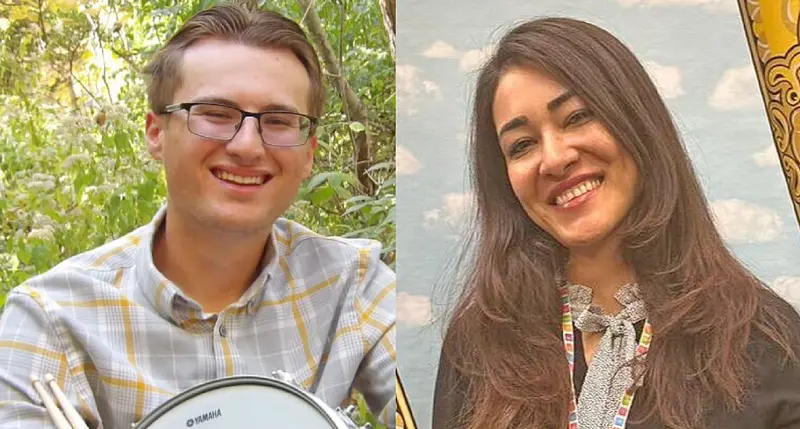 New faculty members Benjamin Haushalter (Music, left) and Sara Alababaei (Art, right) bring creativity to the classroom through melody and visual expression.