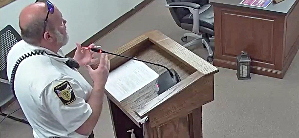 Delavan Police Chief Michael Evans addresses the City Council at the June 17, 2025, meeting. [FILE PHOTO]