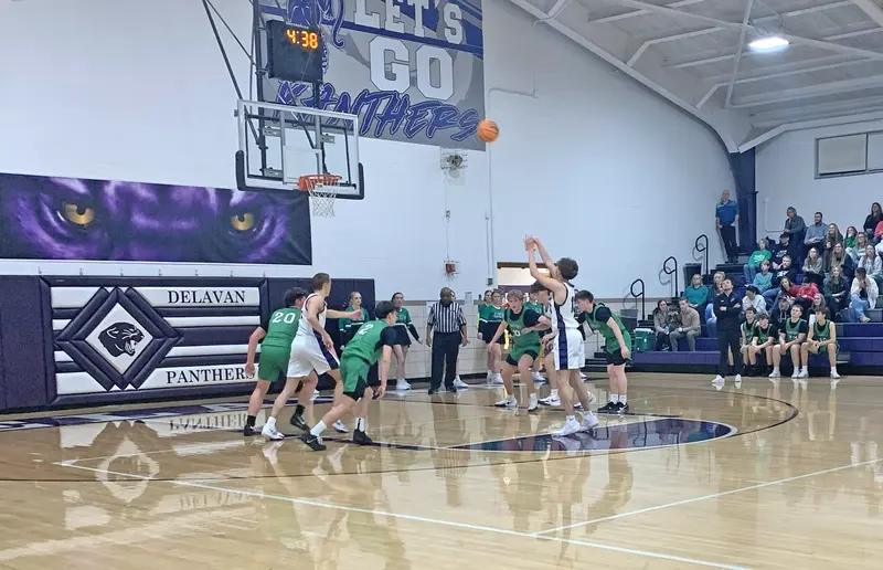 Corbin Soldal focuses at the line, knocking down a free throw during the Panthers’ homecoming battle against Athens.
