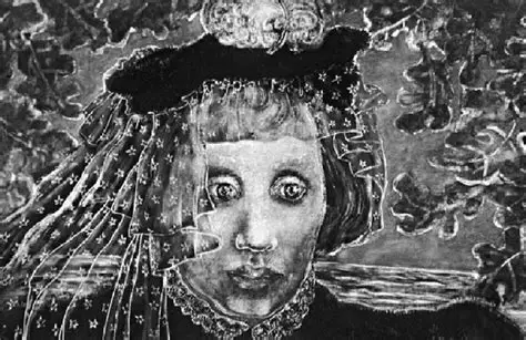 Self-portrait by Julia Thecla, painted in 1936, capturing the artist’s signature blend of dreamlike intimacy and surreal imagination at the height of her early Chicago career.