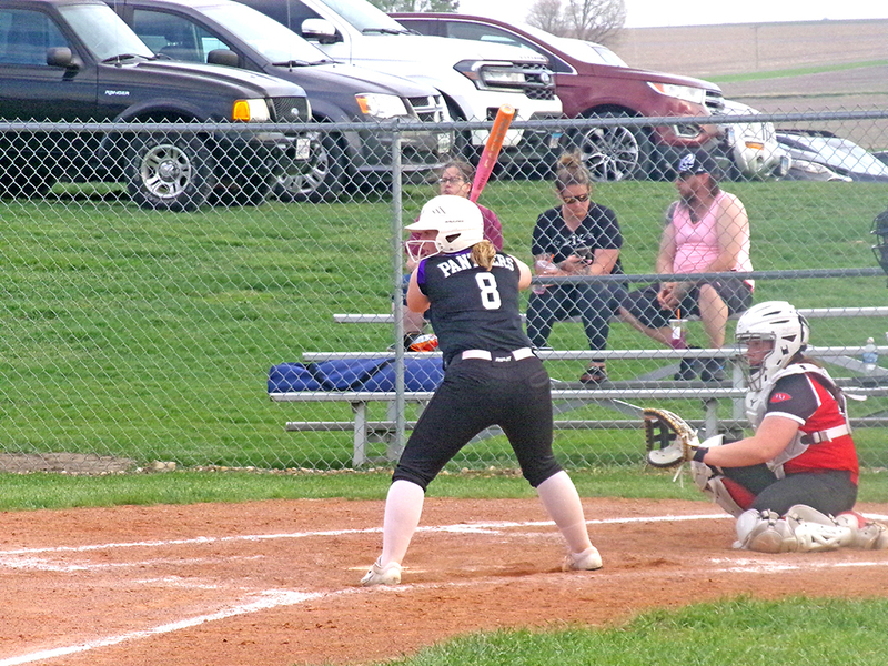 Mia Mammen locks in at the plate moments before launching her solo home run in the first inning