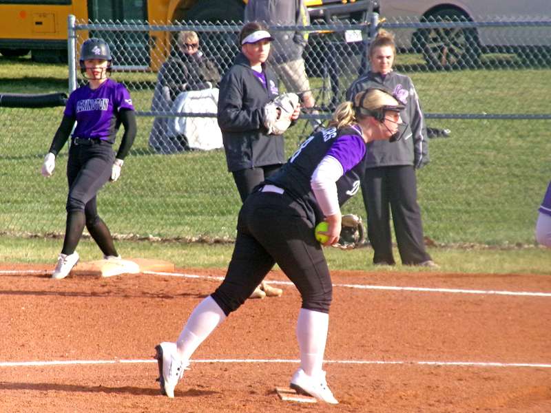 Mia Mammen winds up on the mound during an earlier game this season, showcasing the steady presence that continues to anchor the Panthers’ defense.