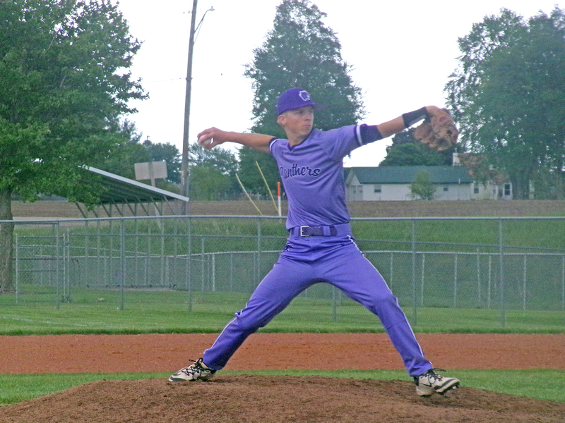 Trace Kight?Garlisch drives forward in full stride, unleashing a pitch with focus and power as he works to keep the Panthers in the fight