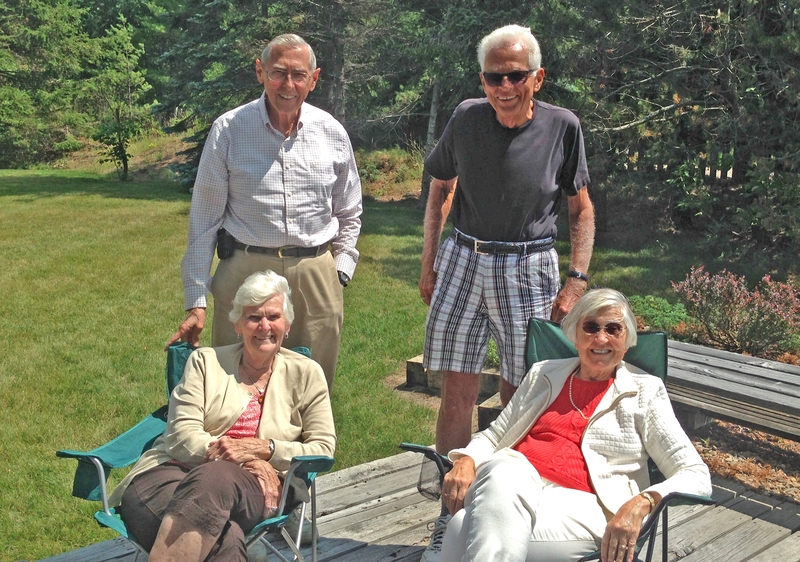 Roger and LuEtta Neumann (right) share a visit with long?time Delavan neighbors Bob and Joyce Culbertson (left) in 2014.